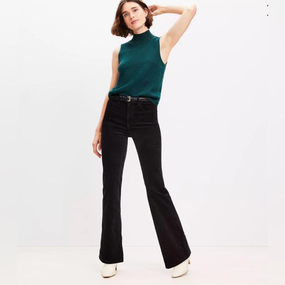 NWT, Loft Five Pocket Slim Flare Pants in Black Velvet, Sz 4/27 Petite